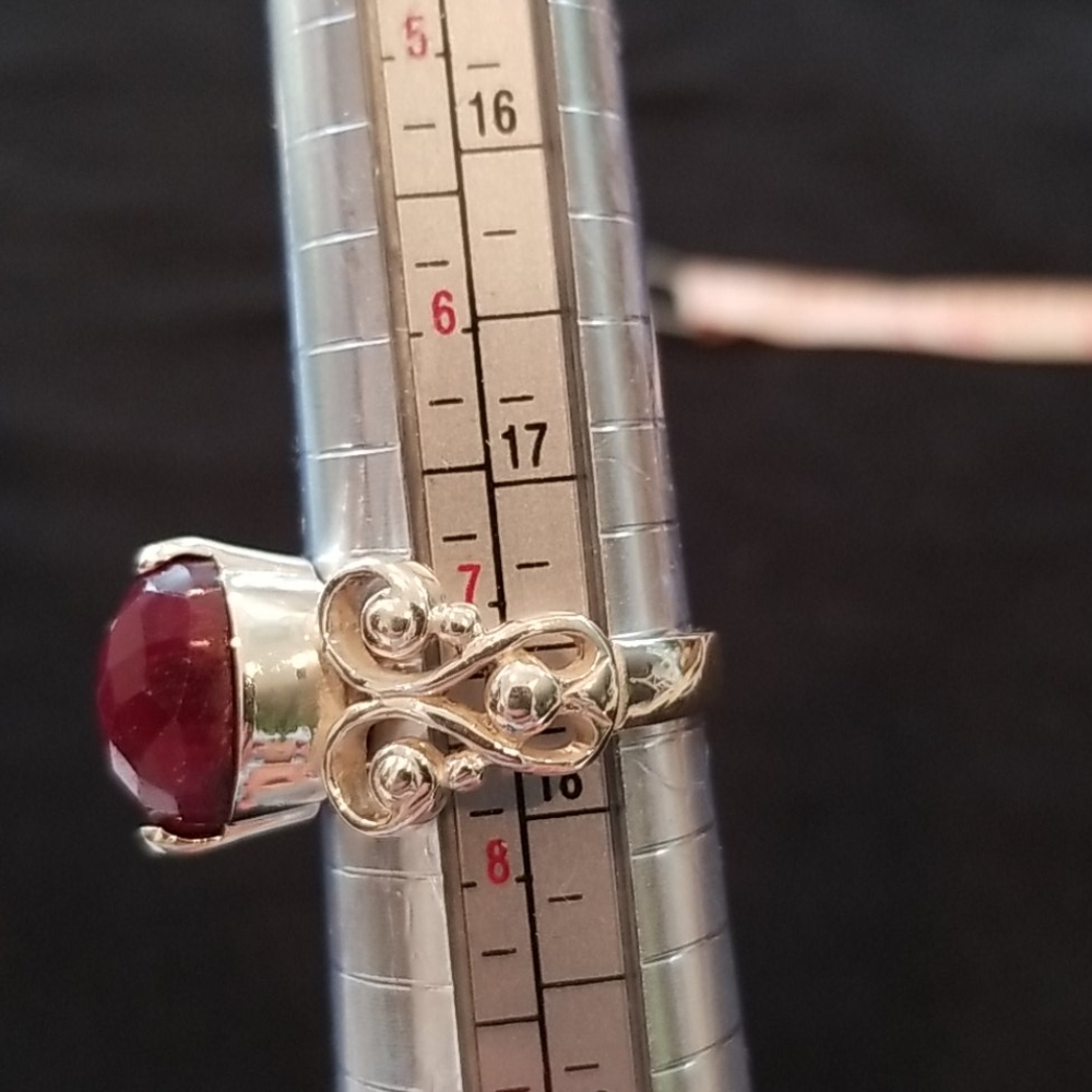 Ruby large sterling silver ring size 7.5 - Picture 6 of 6